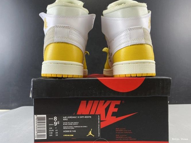 Bmlin AQ0818-149 Off-White x 1 Air Yellow-Cone White Dark NRG Jordan Powder 0725